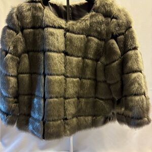 Cirana Beautiful Gray Faux Fur Jacket, Small